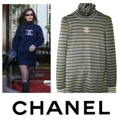 Chanel Vintage 2009 Bella Blue Logo Sweater Top 34 36 38 2 4 6 Turtleneck S M