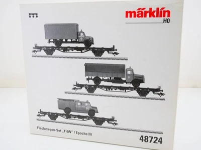 Märklin 46724 Flachwagen-Set THW 3x LKW KKK wie NEU! OVP BL 1706-10-16 - Bild 1 von 4