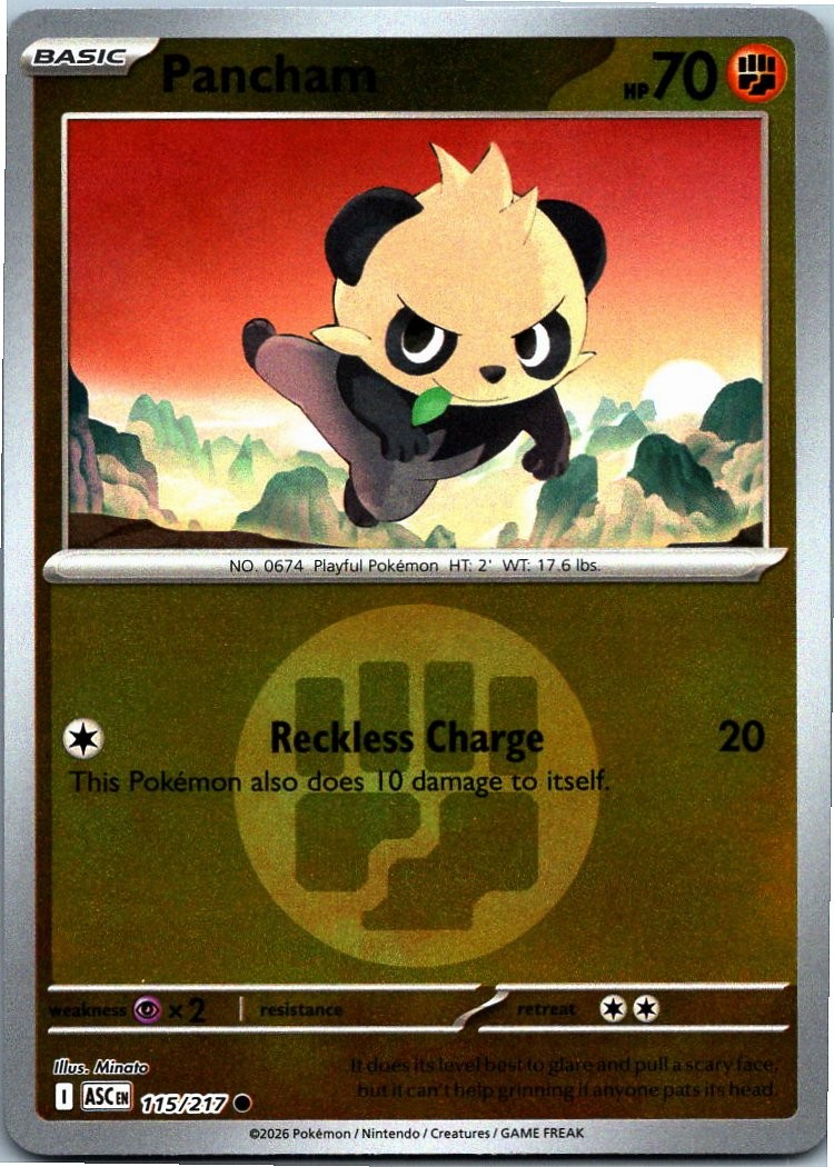 Pancham Energy Symbol Reverse Holo Pokemon Ascended Heroes 115/217 NM