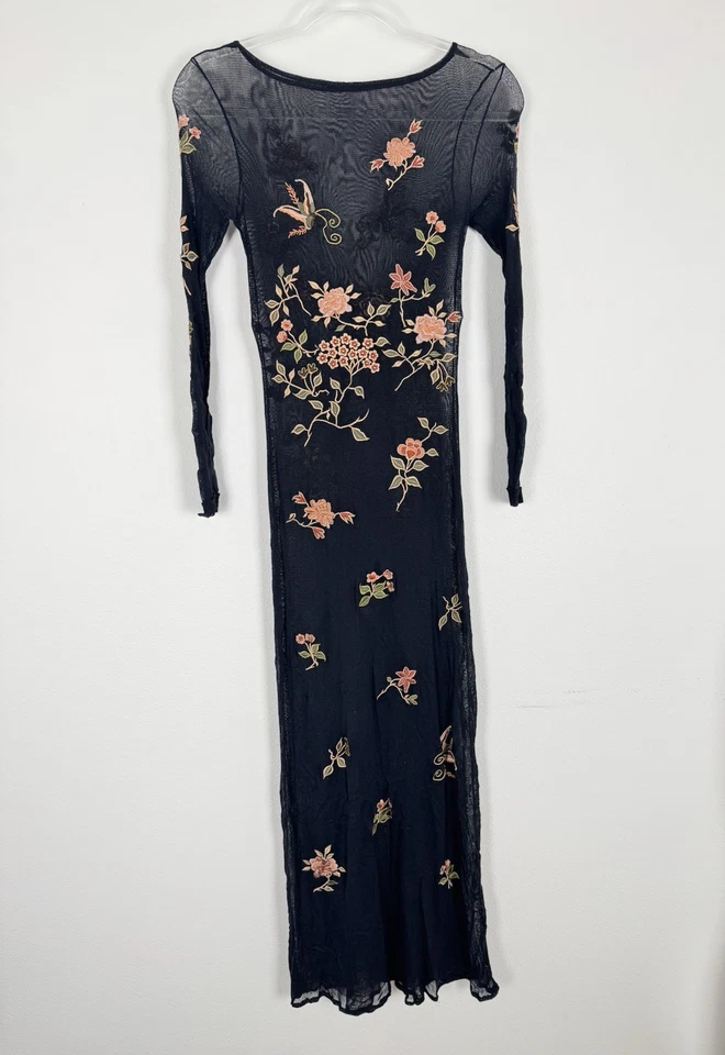 Maxi Vestido VIVIENNE TAM Años 90 Malla Negro Para Mujer’s XS Tigre Tigre Tibetano Lirio Foto 3 de 4