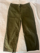 Nicole Miller New York Women s Green Chino Pants Straight Leg Flat Front