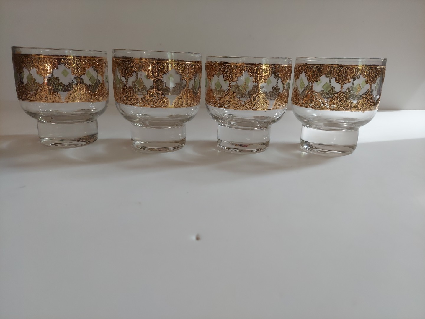 Vintage Culver Valencia MCM  22K Gold Footed Old Fashioned Cocktail Glasses 4