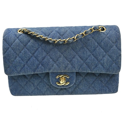 Chanel Blue Denim Medium Classic Double Flap Shoulder Bag NQ08536
