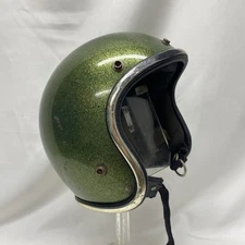 Vintage Green Metal Flake Arthur Fulmer AF 20 Motorcycle Helmet Size M