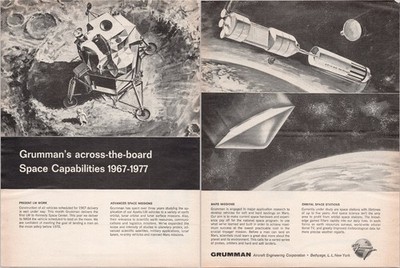 Grumman 1967 Vintage 2 Pg Print Ad Space Capabilities Apollo Lunar Module