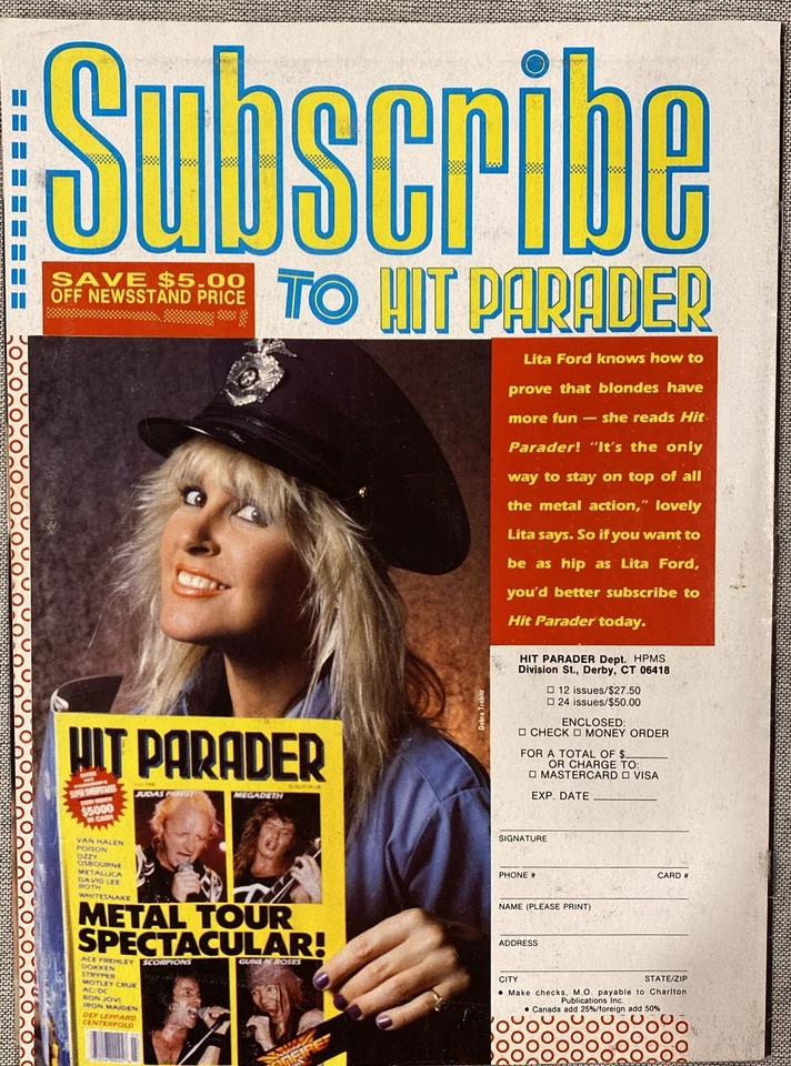 Hit Parader Magazine Metal Superstars 1989 Metallica Poster RARE - Image 2 of 4