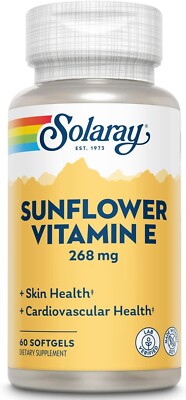 Solaray Sunflower Vitamin E 268 mg (400 IU) 60 Softgel Free Shipping