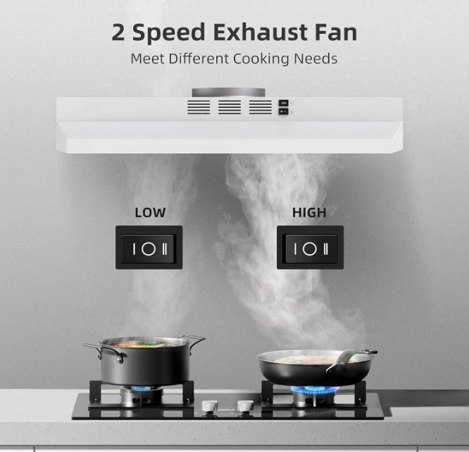 Campana extractora debajo del gabinete de 30 pulgadas, luz LED con ventilador de escape de 2 velocidades, blanca, nueva Foto 2 de 4