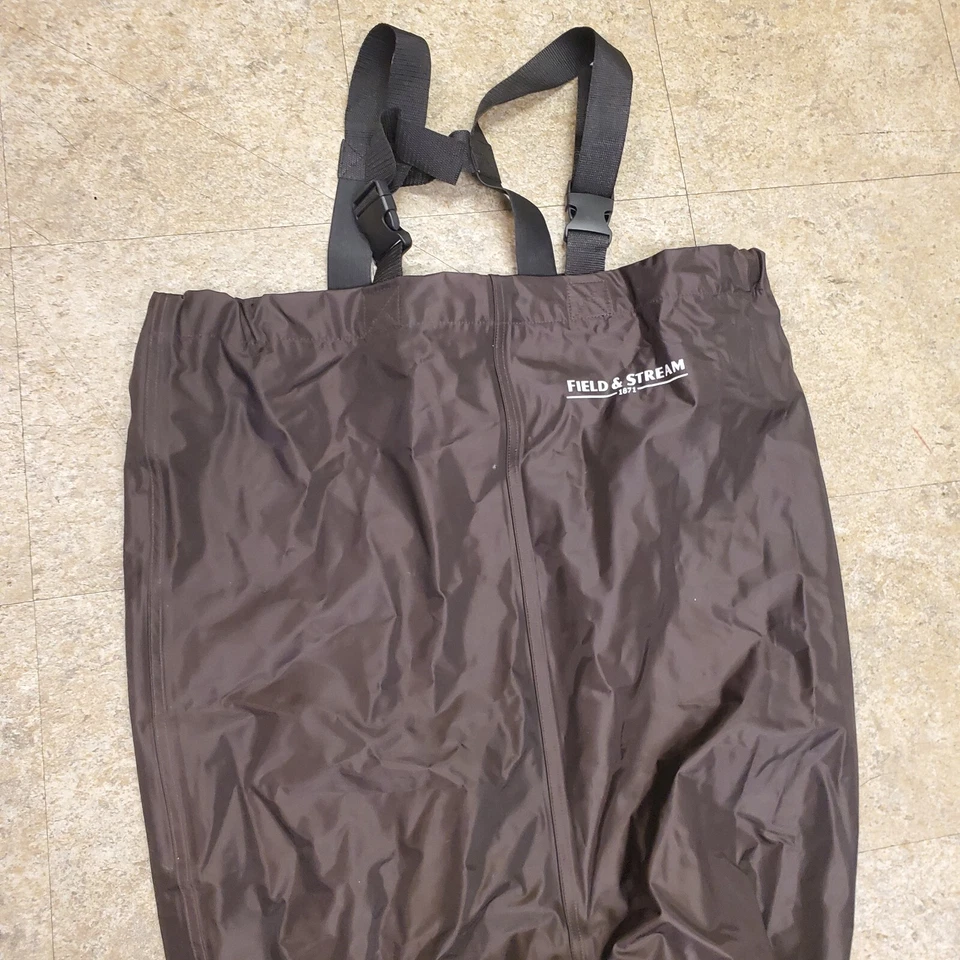 Field & Stream PVC Chest Waders Mens 10 Brown 100% Nylon Waterproof Boots Straps - Image 3 of 4