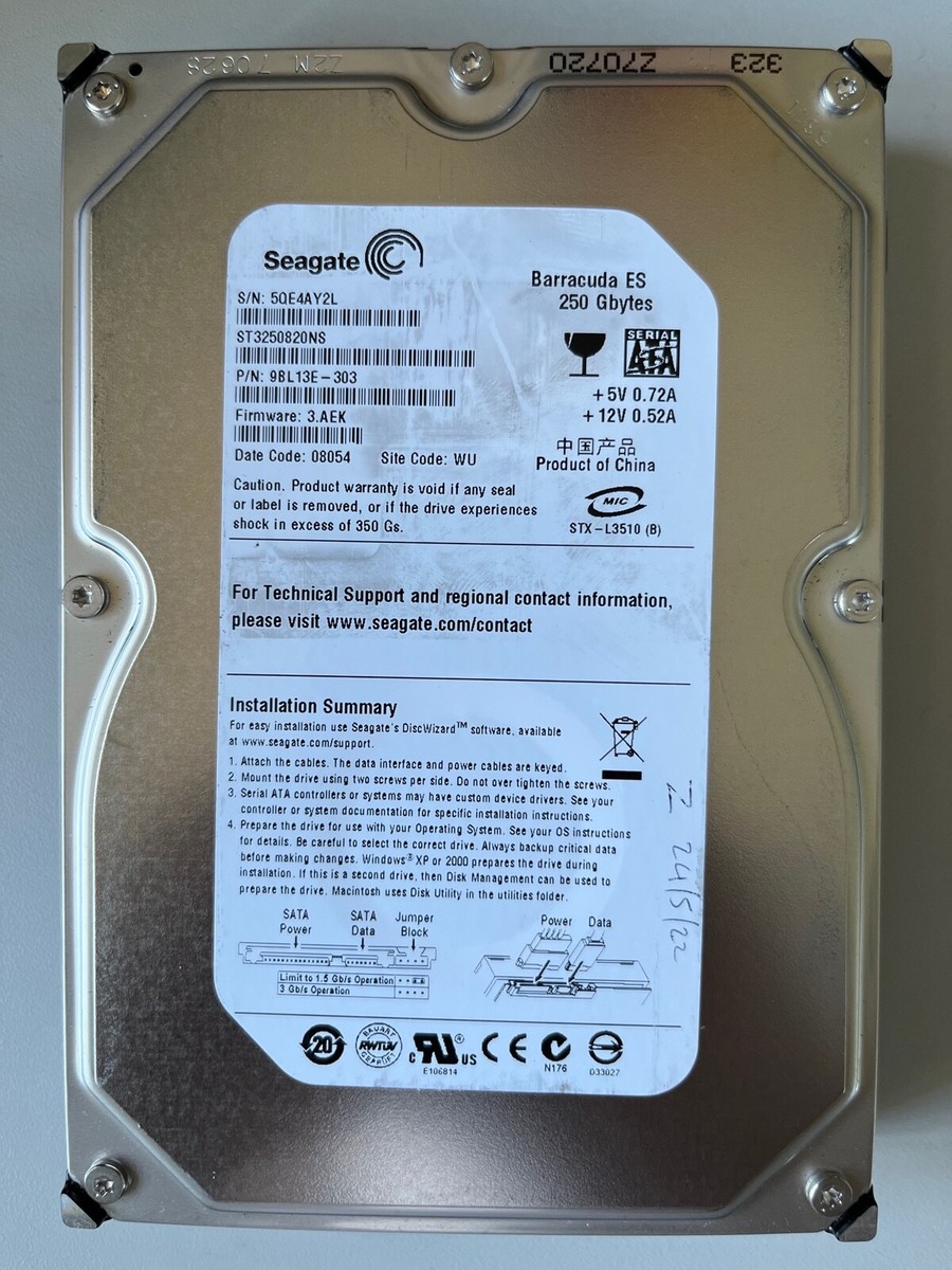 PCパーツ Seagate st3250820ns Barracuda ES 250?GB 3.5?SATA 7200rpm 8?MB bme6fzu Seagate Barracuda ES 250 GB,Internal,7200 RPM 3.5