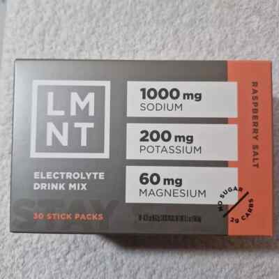 LMNT Electrolyte Drink 30 Count Box Raspberry Salt New Sealed FREE SHIPPING