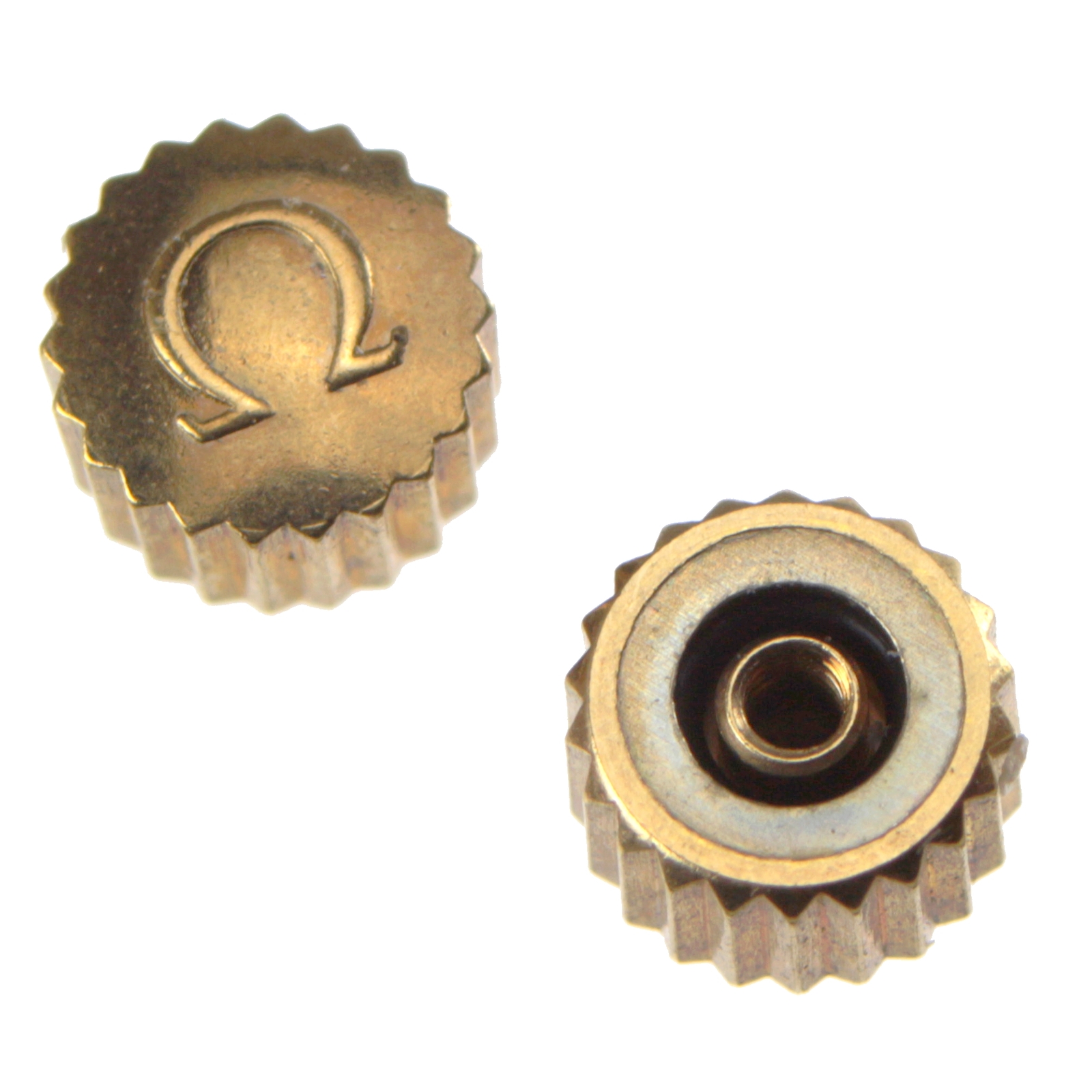 Genuine OMEGA crown gold plated thread diameter 0.9 mm, NOS, D: 3,4 x 2 ...
