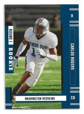 2005 Playoff Prestige Carlos Rogers Rookie Card. rookie card picture