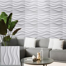 3D PVC Interior Wall Panels Matt White Ceiling Cladding Tiles Covering Sheets UK