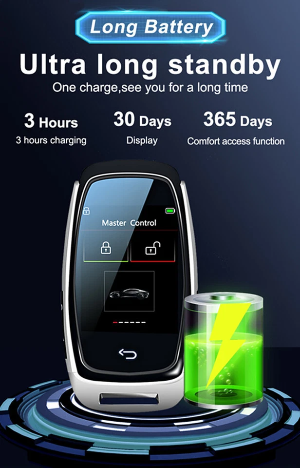 Pantalla Táctil Digital Coche Control Remoto Llave Inteligente LCD Impermeable Antiarañazos Foto 3 de 4
