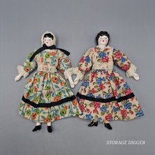 VTG Shackman Japan Porcelain Bisque Dolls German Style 8" Collectible Lot of 2