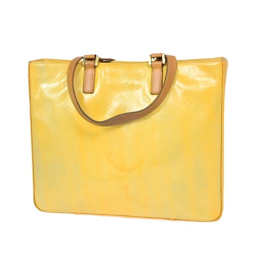 Louis Vuitton Columbus Schultertasche Monogramm Lack Limettengelb M91047 60YF141