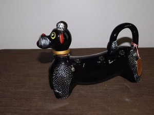 VINTAGE KITCHEN 9" LONG GLASS OIL VINEGAR SALAD DRESSING POODLE BOTTLE