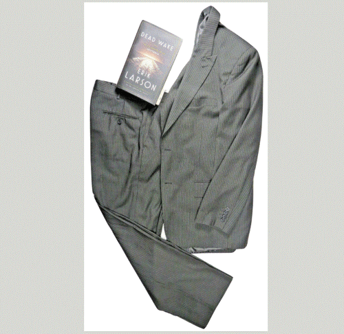 Cigliano Italy Mens Suit 42 36 Gray Pinstriped Peak Lapel Office Business Power - Picture 1 of 12