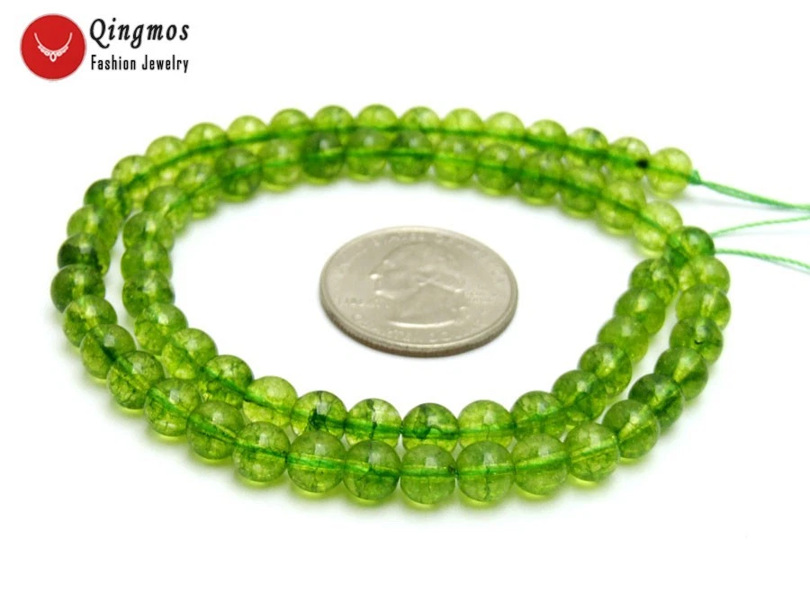 6mm Round Natural Green Peridot Loose Beads for Jewelry Making DIY Strands 15" - Image 4 of 4