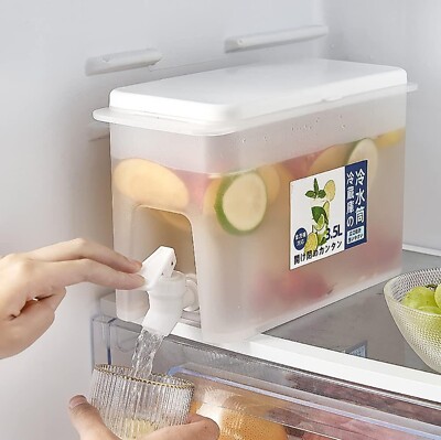 3,5L Kanne mit Hahn Kaltwasserbehälter Limonade Getränkespender für Kühlschrank