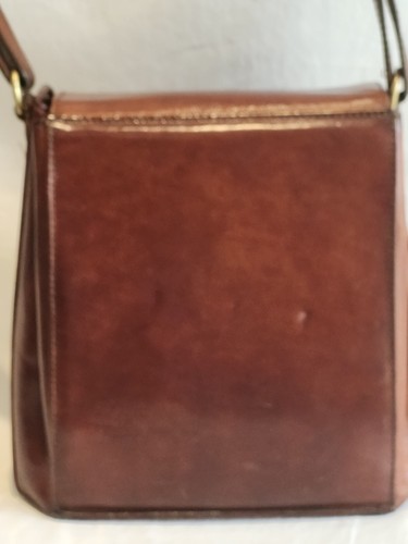 Vintage 1980's Brahmin Gognac Brown Leather Crossbody-Sling PROM Shoulder Bag - Picture 21 of 23