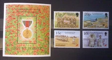 Set of 5 stamps 50th ANNIVERSARY END OF WORLD WAR II MNH, Lest We Forget