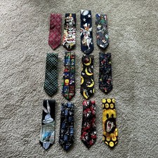 Vintage Looney Tunes Necktie Lot Novelty Ties Bugs Taz Tweety Sylvester Marvin