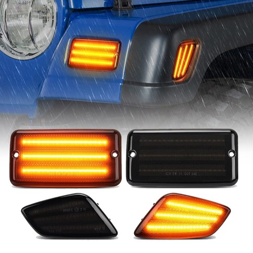 Kits de 2 luces LED laterales de señalización de giro para parachoques para Wrangler TJ 1997-2006 - Imagen 2 de 12