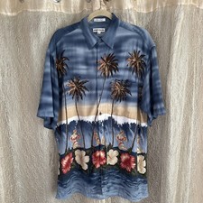 Vintage Pierre Cardin Mens Shirt Size L Pin Up Lady Rockabilly Tropical