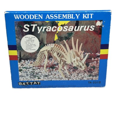 Vintage Dinosaur Kit Wooden Assembly Kit New 1986 Styracosaurus Battat Crafts