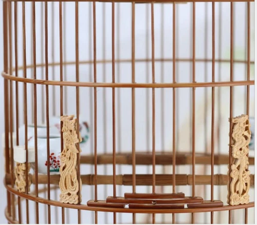 64 Zweige Chinesisch Orientalisch Runde Form Bambus Holz Vogelkäfig Display - Bild 4 von 4
