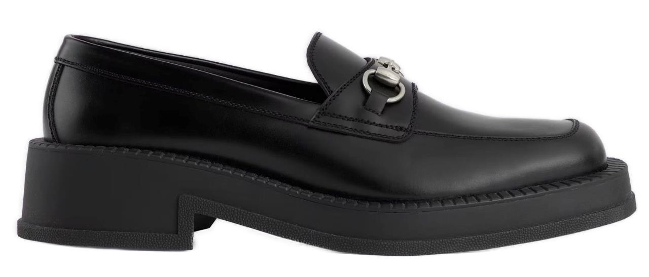 SAOLA NUOVE SCARPE MOCASSINI DA UOMO GUCCI ATTUALI DETTAGLIO CAVALLO IN PELLE NERA 8 US 8 5