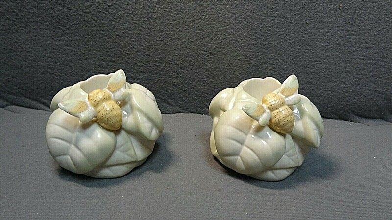 Lenox Figurine Candlestick Garden Splendor Collection 2 3/8” Geranium Set of 2