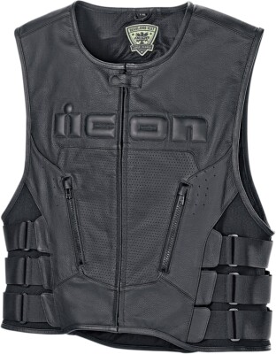 ICON Regulator D3O Biker Motorrad Biker Leder Weste schwarz 2XL/3XL