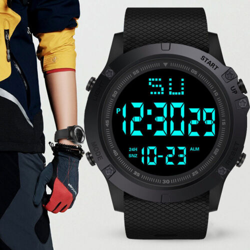 Men's Digital Sports Watch LED Backlight Waterproof Wristwatch Alarm Stopwatch - Picture 4 of 13