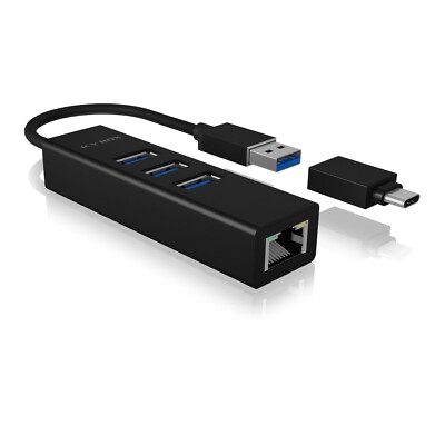 ICY BOX IB-HUB1419-LAN USB 3.0  Hub & LAN Adapter 60844 B-Ware