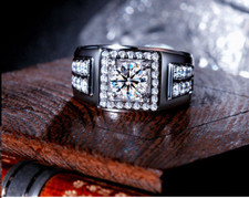 2.75 CT Round Moissanite Men's Wedding Engagement Band Ring Real Sterling Silver