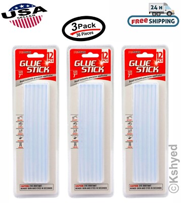 36 Pcs GLUE STICK 7'' Instantly Precision Applicator For Glue Gun Craft (3 Pack)