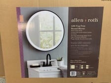 allen  roth 24'' LED Lighted Matte Black Round Fog Free Bathroom Vanity Mirror