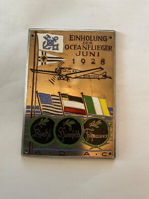 Oldtimer Plakette ADAC Einholung der Oceanflieger 1928 Inkl. Buch