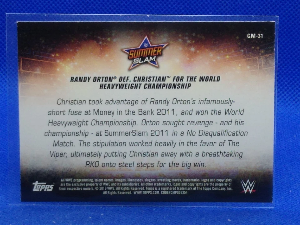 AUTOGRAPH Randy Orton 2019 Topps WWE Summer Slam #GM-31 - Image 2 of 2