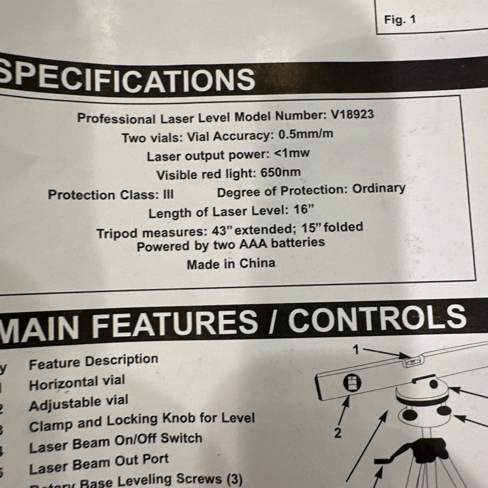 Professional Laser Level Rotating Levelling Base Tripod Model V18923