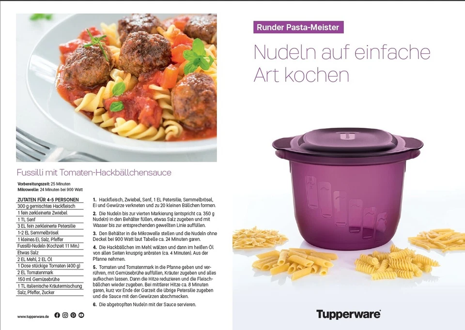 Tupperware Runder Pasta-Meister 3l Nudelkocher Nudel Mikro Micro NEU - Bild 2 von 2