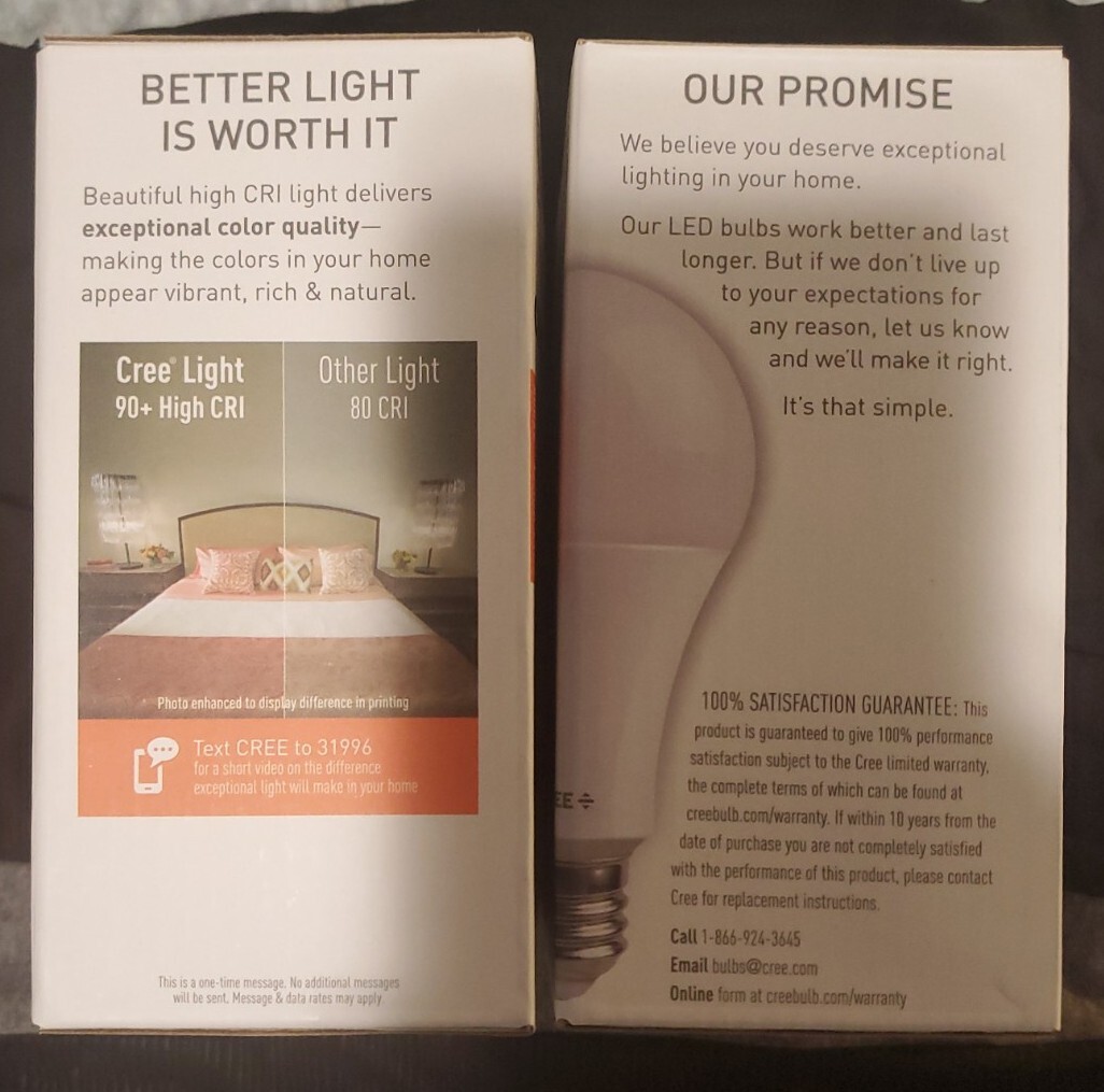  Cree 40W 60W 100W Equivalent Soft White (2700K)  3-Way LED Unbreakable NIB 2pak