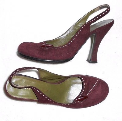 ERNESTO ESPOSITO escarpins cuir daim bordeaux P 38 = 39 TBE - Photo 1/4