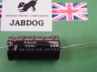 Axial Electrolytic Capacitor 33uF 500v UK Stock dia 17mm Length 32mm 9g Z078
