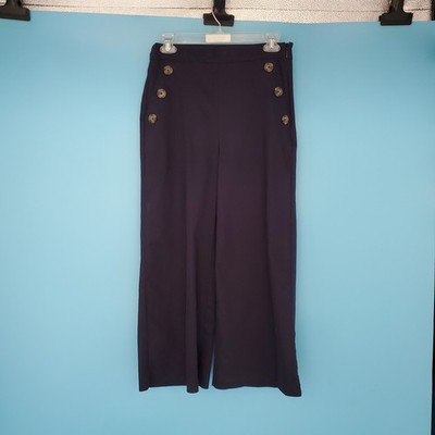 Primark Trousers Size 6 Cropped Straight Navy Blue