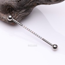 Implant Grade Titanium Sparkle Lined Fire Opal Industrial Barbell 14ga