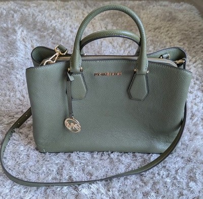 Michael Kors Camille Large Olive Pebble Leather Satchel Handbag